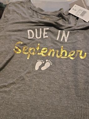 Grayson Threads Gray Short Sleeve Tee with Gold 'Due in September' Text